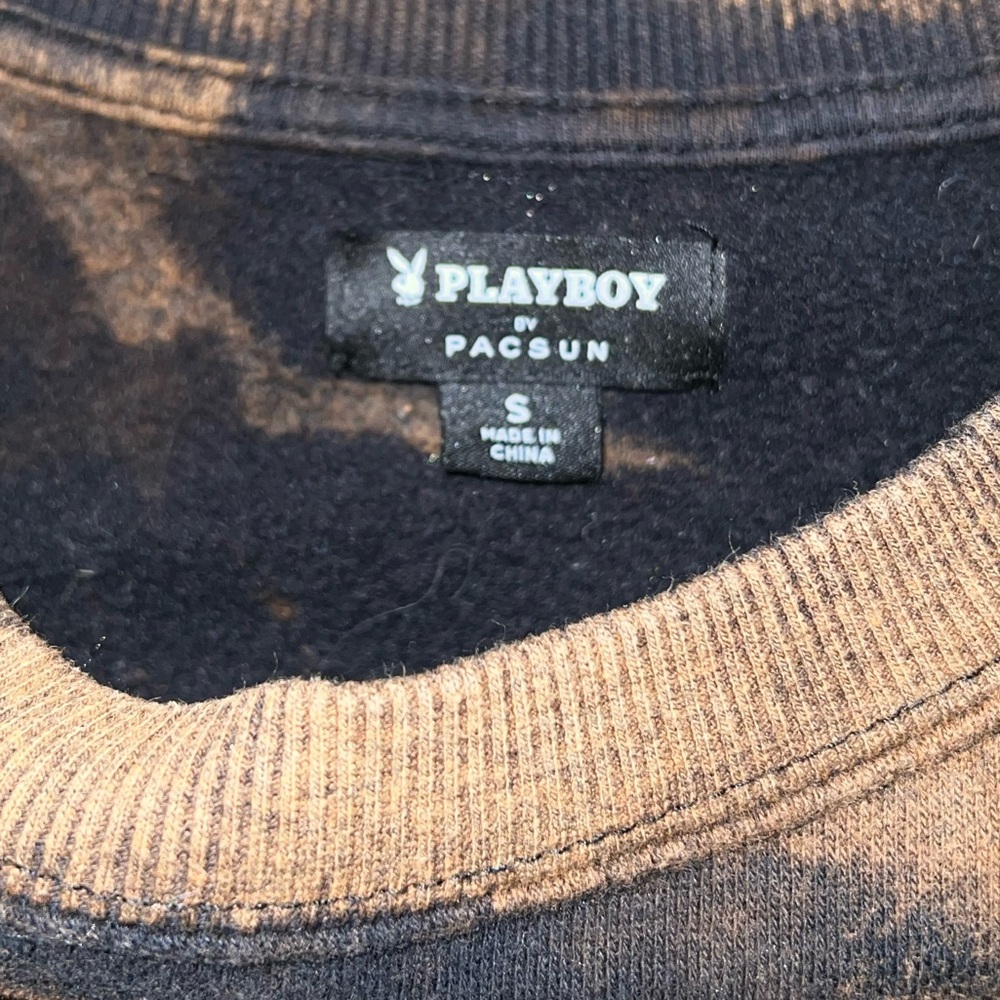 Playboy PacSun Black Tan Custom Acid Wash Long Sleeve Red Cherry Logo Size S - Picture 12 of 12